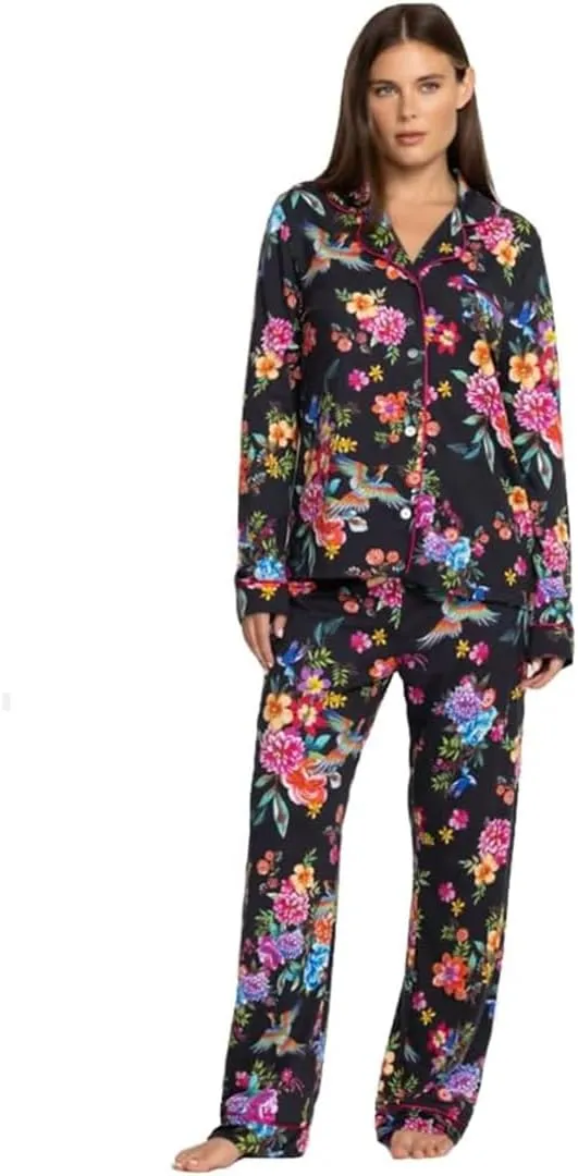 Johnny Was Sognatore Nero Long Sleeve Rash Guard Surf Shirt Black Floral Top New