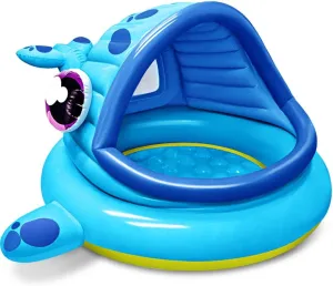 JOYIN Inflatable Shade Kiddie Pool,Whale Baby Pool Tent, Infant Swimming Pool for Kids （54" x 56" x 28"）,Blow Up Toddler Pool for Swim Party Toys Summer Water Beach Fun