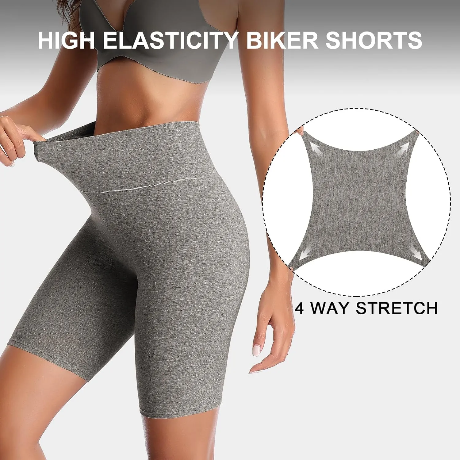 K-CHEONY Women's High Waisted Biker Anti Chafing Cotton Slip Boy Underwear Yoga Workout Shorts
