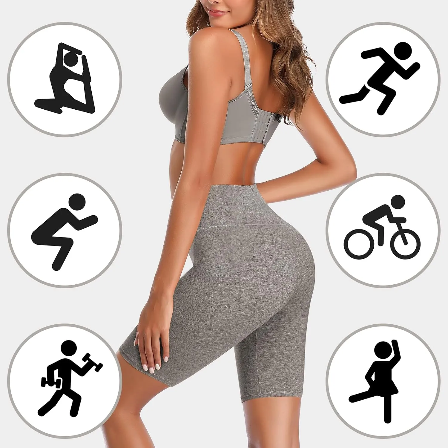 K-CHEONY Women's High Waisted Biker Anti Chafing Cotton Slip Boy Underwear Yoga Workout Shorts