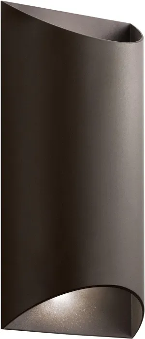 Kichler Wesley 14" LED Outdoor 2 Light Wall Light in Textured Architectural Bronze, Medium