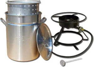 King Kooker 5012 Portable Propane Outdoor Boiling and Steaming Cooker Package with 50-Quart Aluminum Pot and Steaming Basket