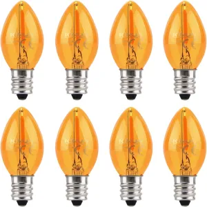 KINUR C7 LED Bulbs, led Night Light Bulb E12 Candelabra Base Amber 2200K, 1 Watt Equivalent 10W Incandescent Bulb, Salt Lamp and Window Candles & Chandeliers Replacement Bulb 8 Pack (8, Amber)