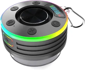 KMAG T7 V2 Shower Bluetooth Speaker - Portbale IPX7 Waterproof Wireless Speakers with LED Light, LED Display, Floating, FM Mode, Clock Mode, Time Mode, 5.4 BT for OKayak Canoe Beach Gifts