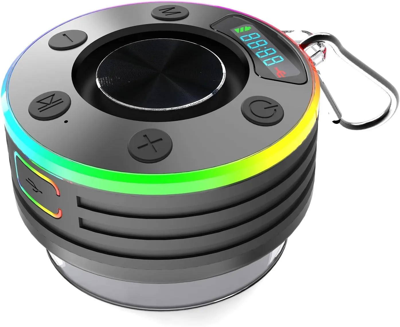 KMAG T7 V2 Shower Bluetooth Speaker - Portbale IPX7 Waterproof Wireless Speakers with LED Light, LED Display, Floating, FM Mode, Clock Mode, Time Mode, 5.4 BT for OKayak Canoe Beach Gifts