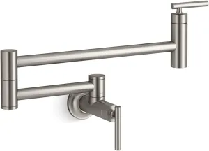 KOHLER 35745-VS Contemporary Style Wall-Mount Pot Filler, Kitchen Sink Pot Filler Faucets, Vibrant Stainless