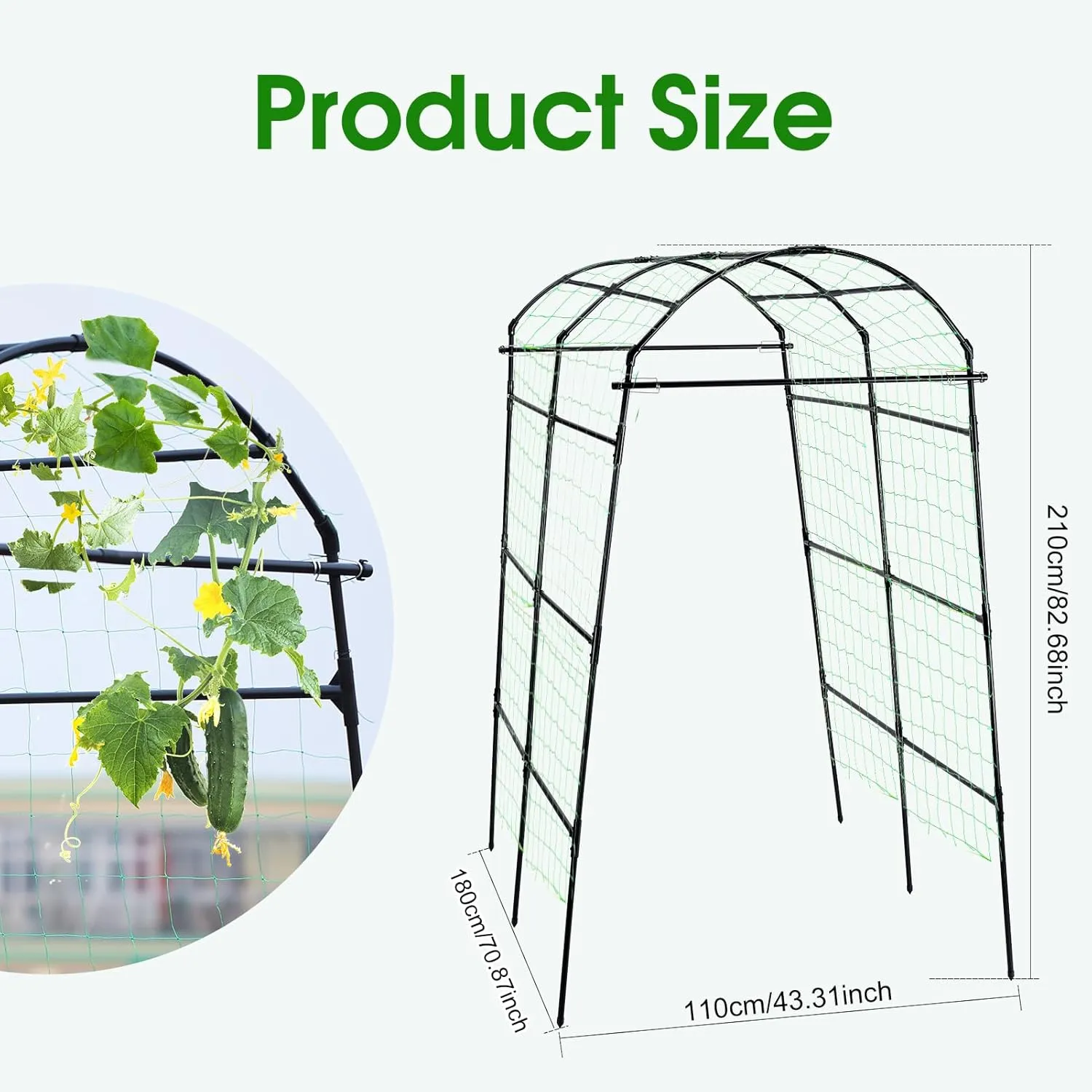 Lalahoni Garden Arch Trellis for Climbing Plants Outdoor, 7 ft Tall Walkway Metal Archway Arbor Tunnel Large for Vegetables Plant Cucumber Trellis for Garden Raised Bed, Black