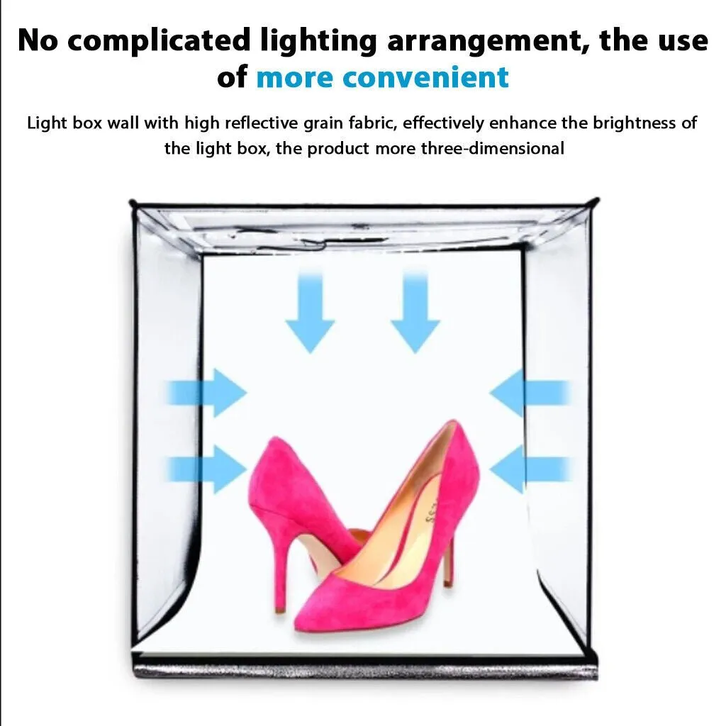 LARGE 80cm Photography Studio Portable LED Light Tent Photo Box   Backdrops