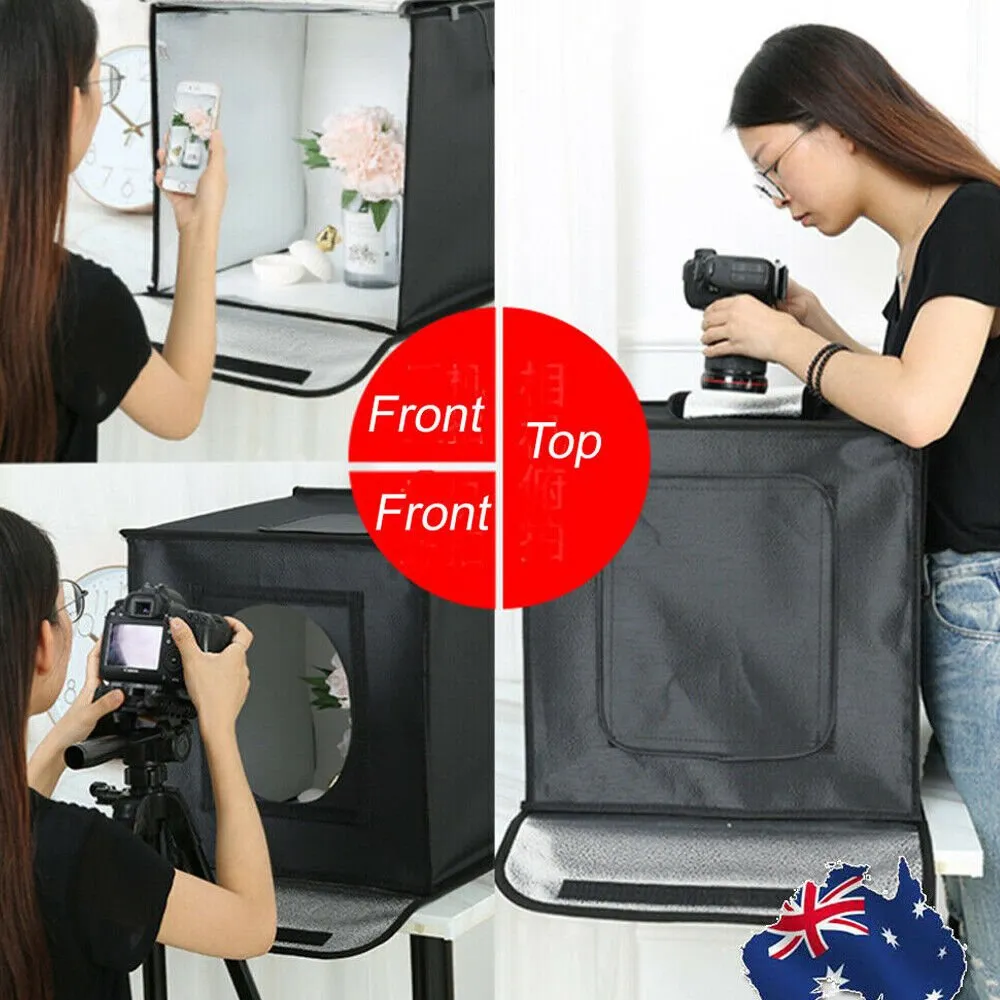 LARGE 80cm Photography Studio Portable LED Light Tent Photo Box   Backdrops