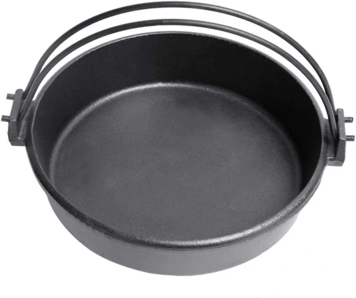 Large Capacity Cast Iron Camping Pot Sturdy Outdoor Cookware Dual Handles for Safe Cooking for Stewing and Porridge at Campfires Outdoor Gatherings