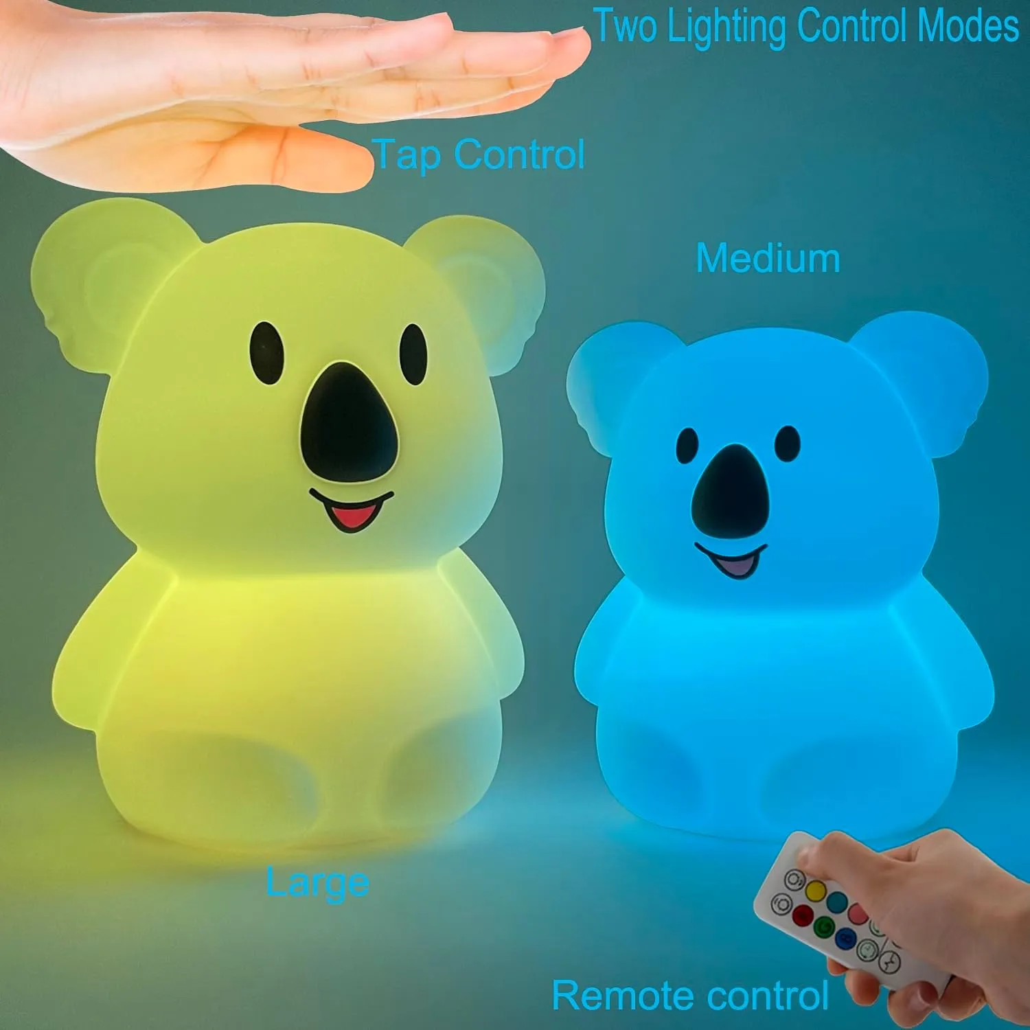 Large Koala Night Lights for Kids Room Bedside lamp Bedroom Mood Light - Break Resistant, Eye Caring, Adjustable Brightness & Color and Time Setting, Holiday Children's Gift - Large