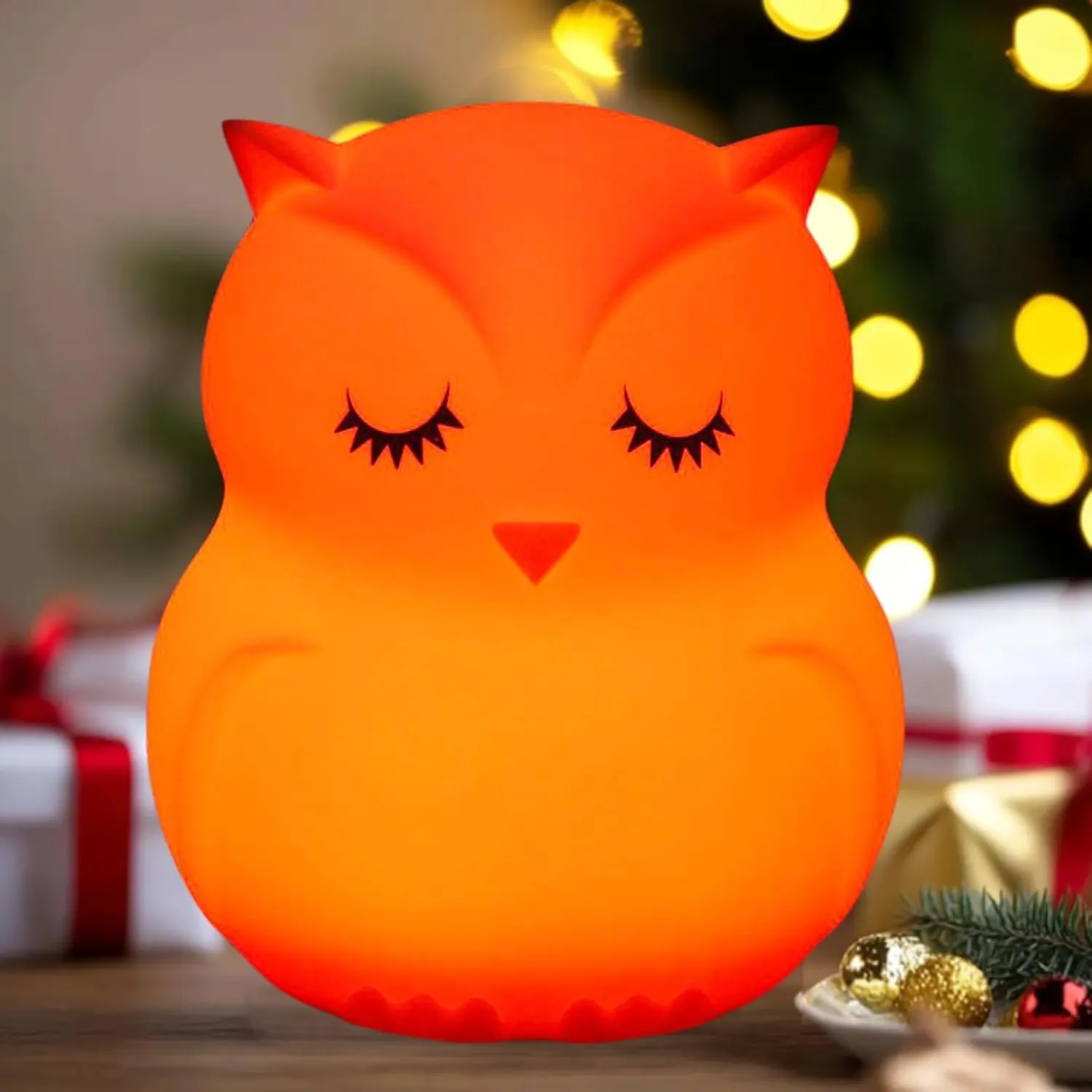 Large Owl Night Lights for Kids Bedside Lamp Children's Room Animal Sleep Night-Light for Girls and Boys - Changeable Brightness & Color Time Setting Child Gift Birthday Present - Large