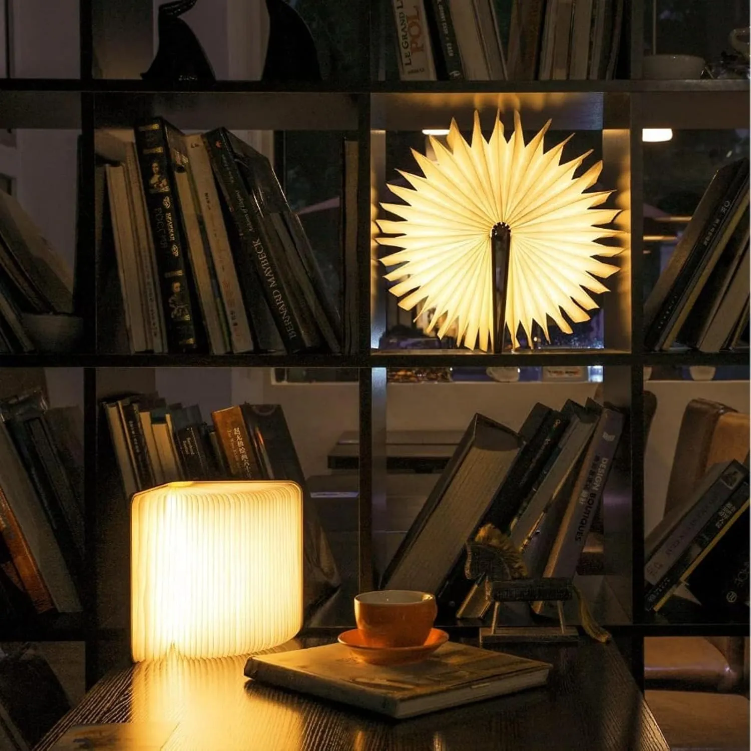 Large Size Wooden Book Lamp, Folding Book Shaped Light, Upgraded 7 Colors USB Rechargeable LED Night Light, Gift for Friends, Family, Birthday, Thanksgiving, Christmas（8.6"x 6.4" x 0.9"）