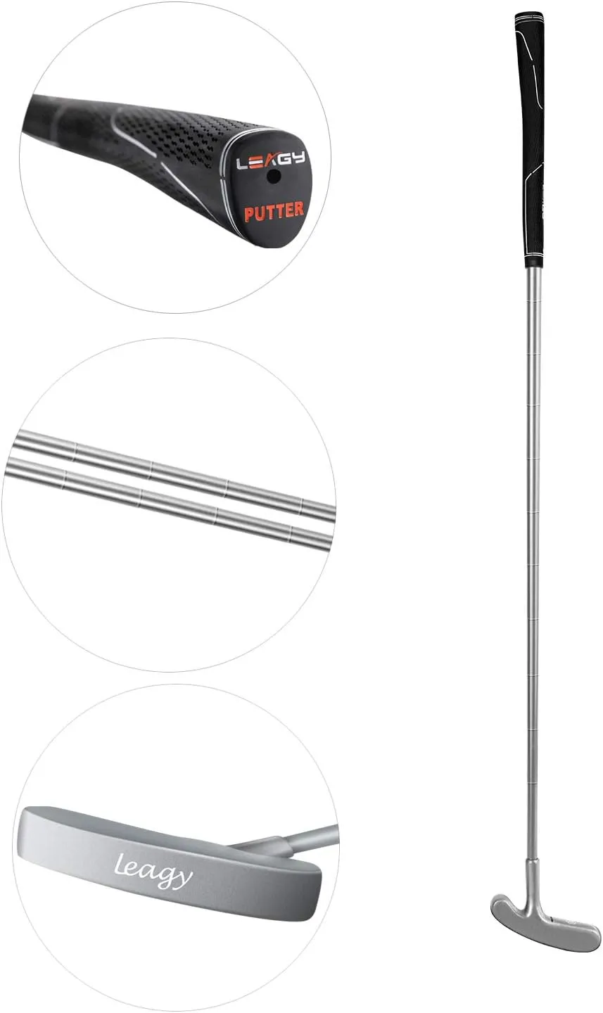 LEAGY Timeless Classic Golf Putter 35" Length - Putt Putt Style Two-Way Head and Premium Rubber Grip for Male & Female Right or Left Handed Golfers