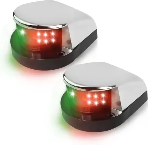 LED Boat Navigation Light Red and Green LED Marine Navigation Light Boat Bow Light for Pontoon and Small Boat (Silver Shell Shape)