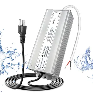 LED Driver Waterproof IP67 100W 12V LED Power Supply Transformer Adapter 110V AC to 12V DC Low Voltage Output with 3-Prong Plug 3.3 Feet Cable for LED Strip Lighting, Outdoor Use