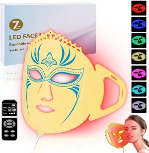 Led Facial Light Therapy, Led Face Mask Light Therapy, 7 Colors Facial Mask Machine, Silicone Led Mask Therapy Facial, Blue Light Therapy at Home, Light Therapy Face Mask for Travel