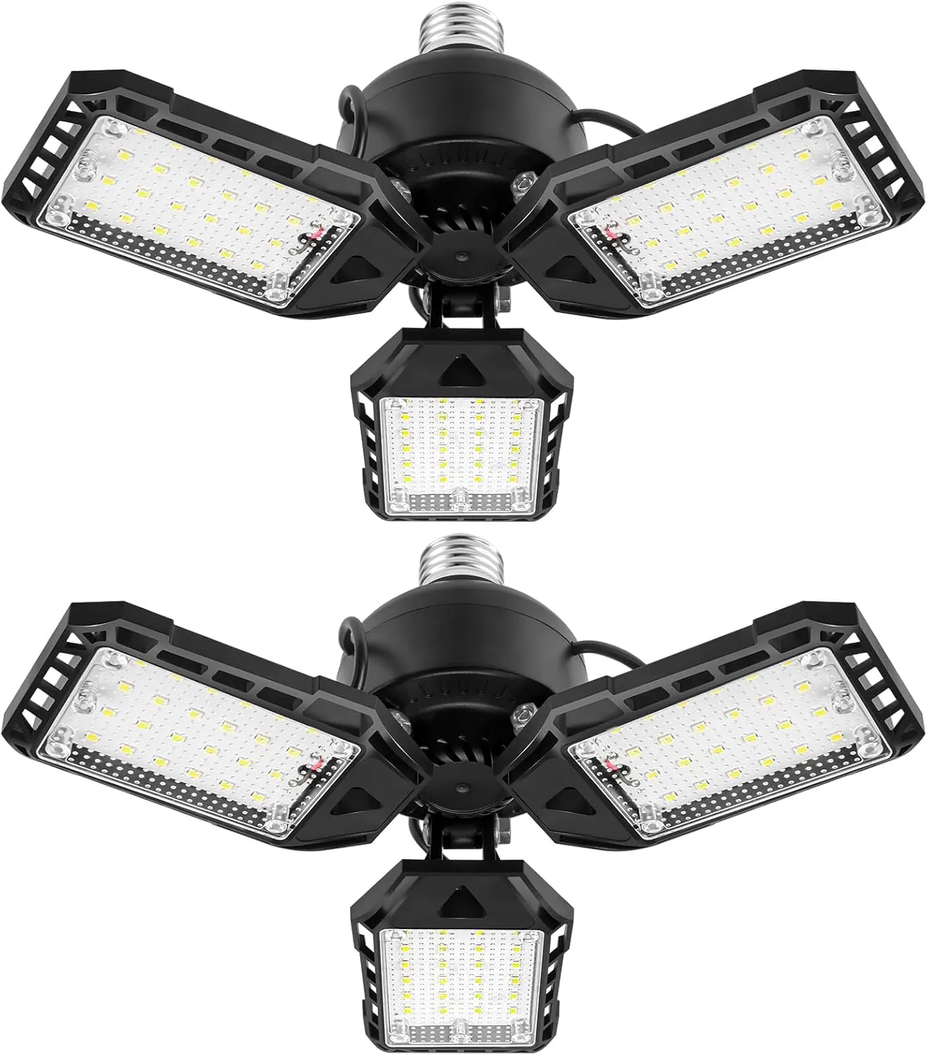 LED Garage Lights 2 Pack -80W, 8000LM 6500K Led Shop Light with 3 Deformable Panels, Basement Barn Light Garage Ceiling Lights, E26 for Garage, Warehouse, Shop, Basement