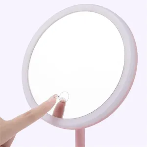 Led Light Makeup Mirror Storage LED Face Mirror Adjustable Touch Dimmer USB Led Vanity Mirror Table Desk Cosmetic Mirror (Color : Pink Size