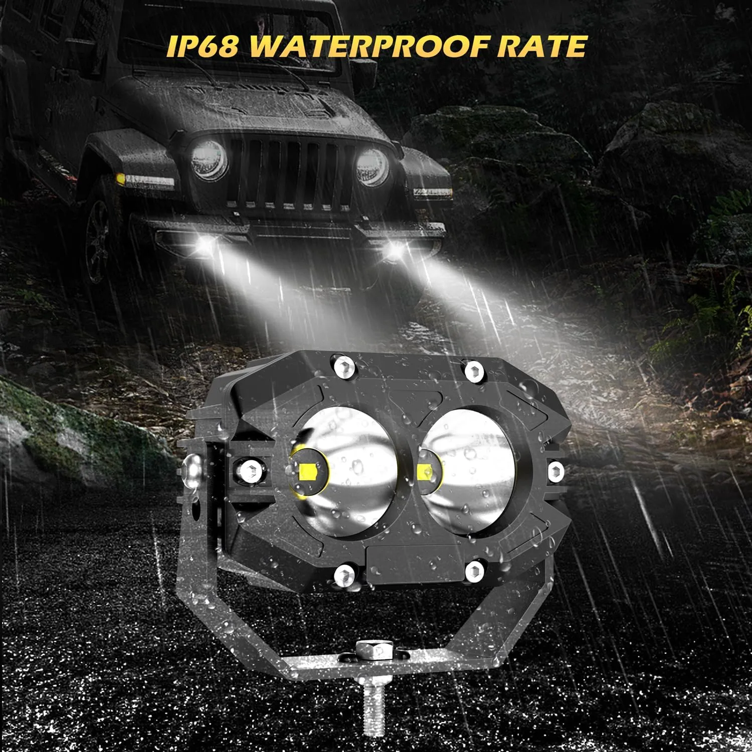 Led Light Pods, 4Inch 90W LED Driving Offroad Light Flood Beam 9000LM Super Bright Boat Lights Led Work Light Waterproof for SUV UTV ATV Truck Tractor Jeep Motorcycle - 2Pack