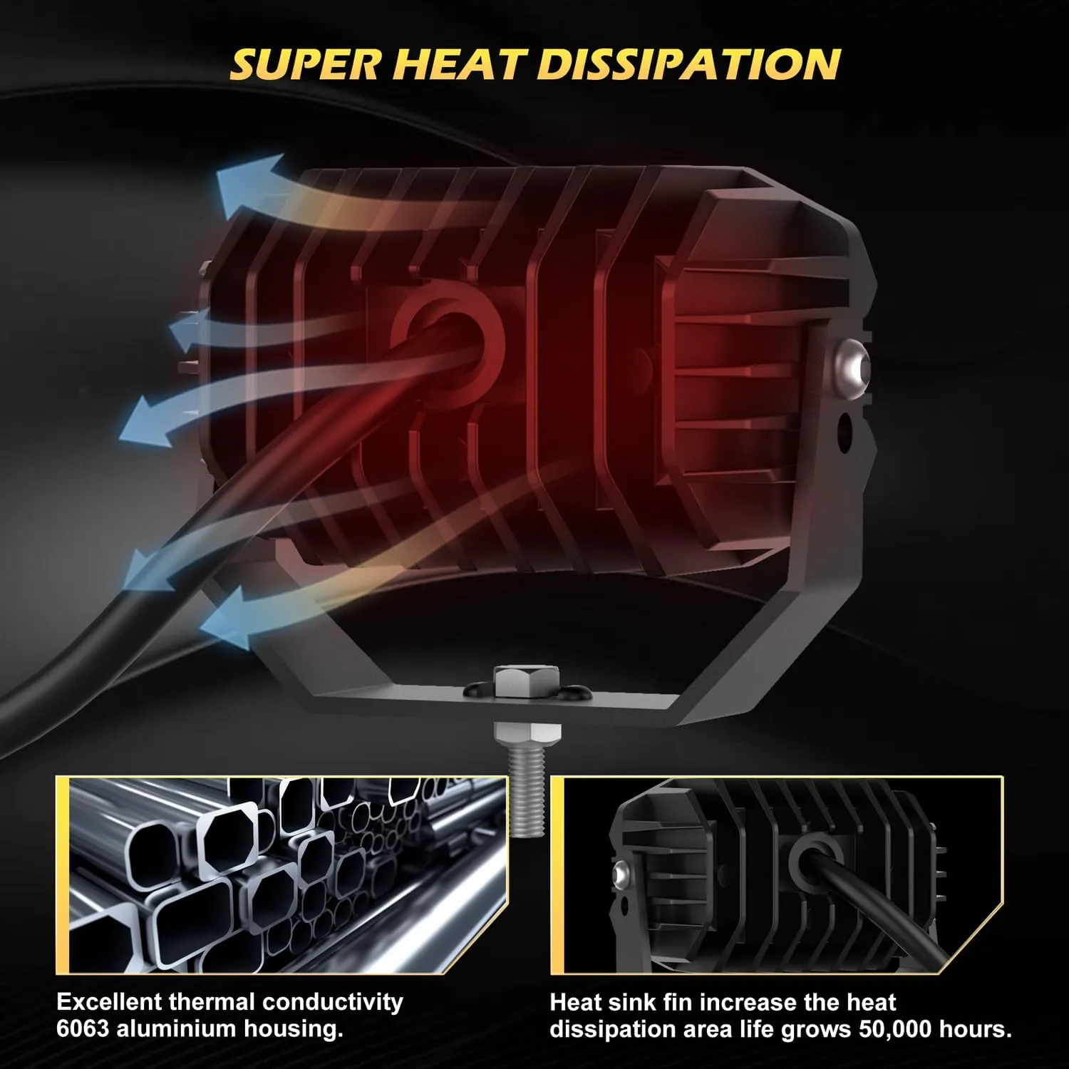 Led Light Pods, 4Inch 90W LED Driving Offroad Light Flood Beam 9000LM Super Bright Boat Lights Led Work Light Waterproof for SUV UTV ATV Truck Tractor Jeep Motorcycle - 2Pack