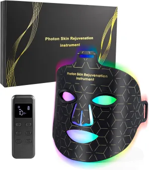 LED Light Therapy for Face, 7 Colors LED Face Mask Near Infrared Red Light Therapy Mask, Face Light Therapy Device, Portable and Rechargeable for Facial Skincare Tool at Home and Travel