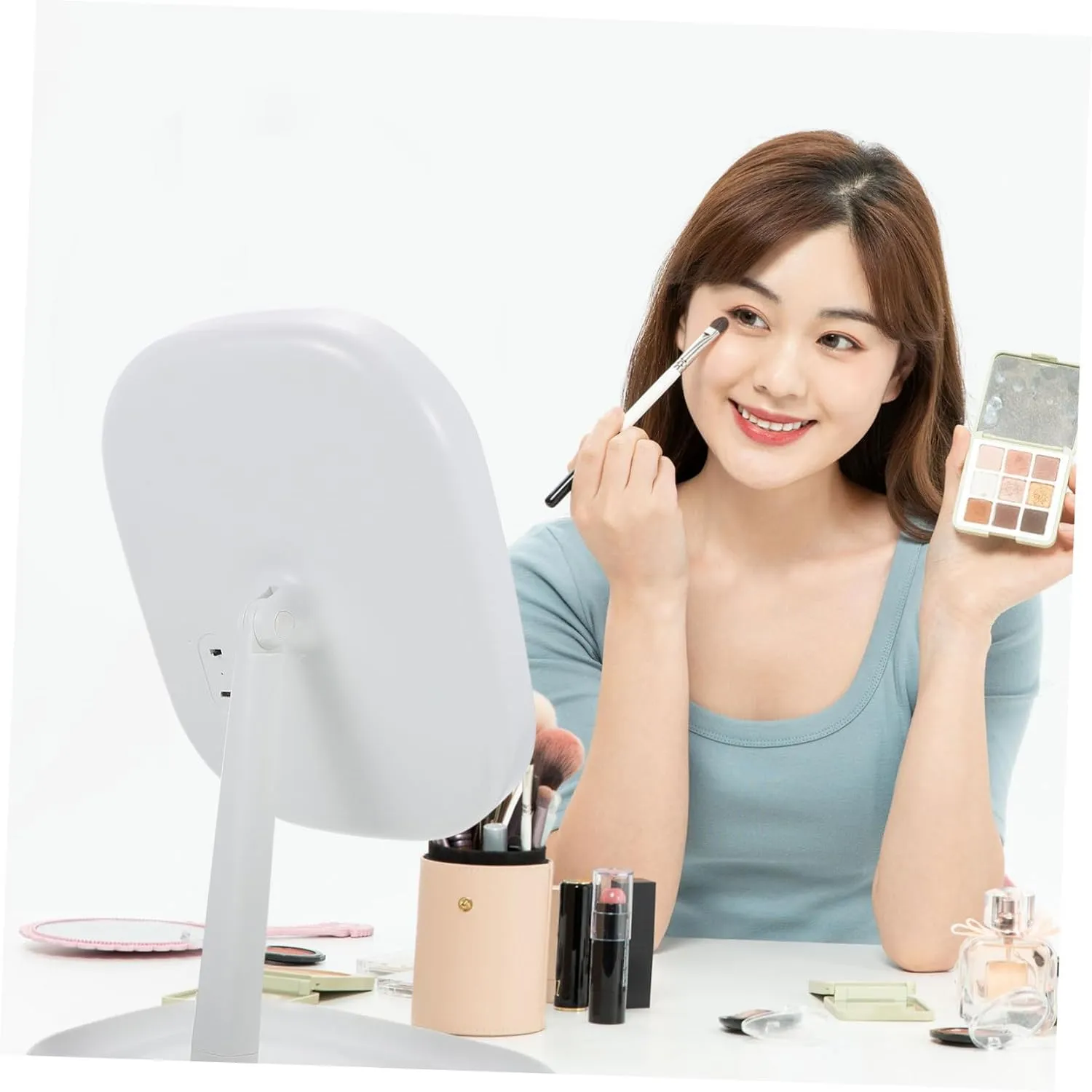Led Makeup Mirror Touch Control Tabletop Beauty Mirror Desktop Mirror Simple Led Mirror Dressing Mirror 3 Options for Home