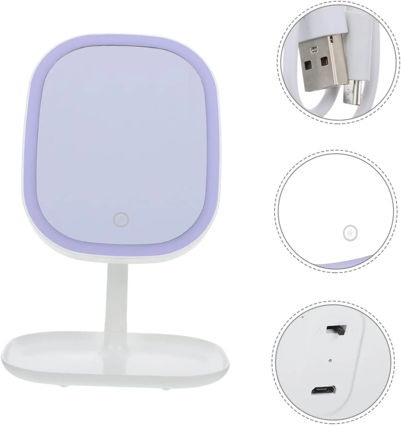 Led Makeup Mirror Touch Control Tabletop Beauty Mirror Desktop Mirror Simple Led Mirror Dressing Mirror 3 Options for Home