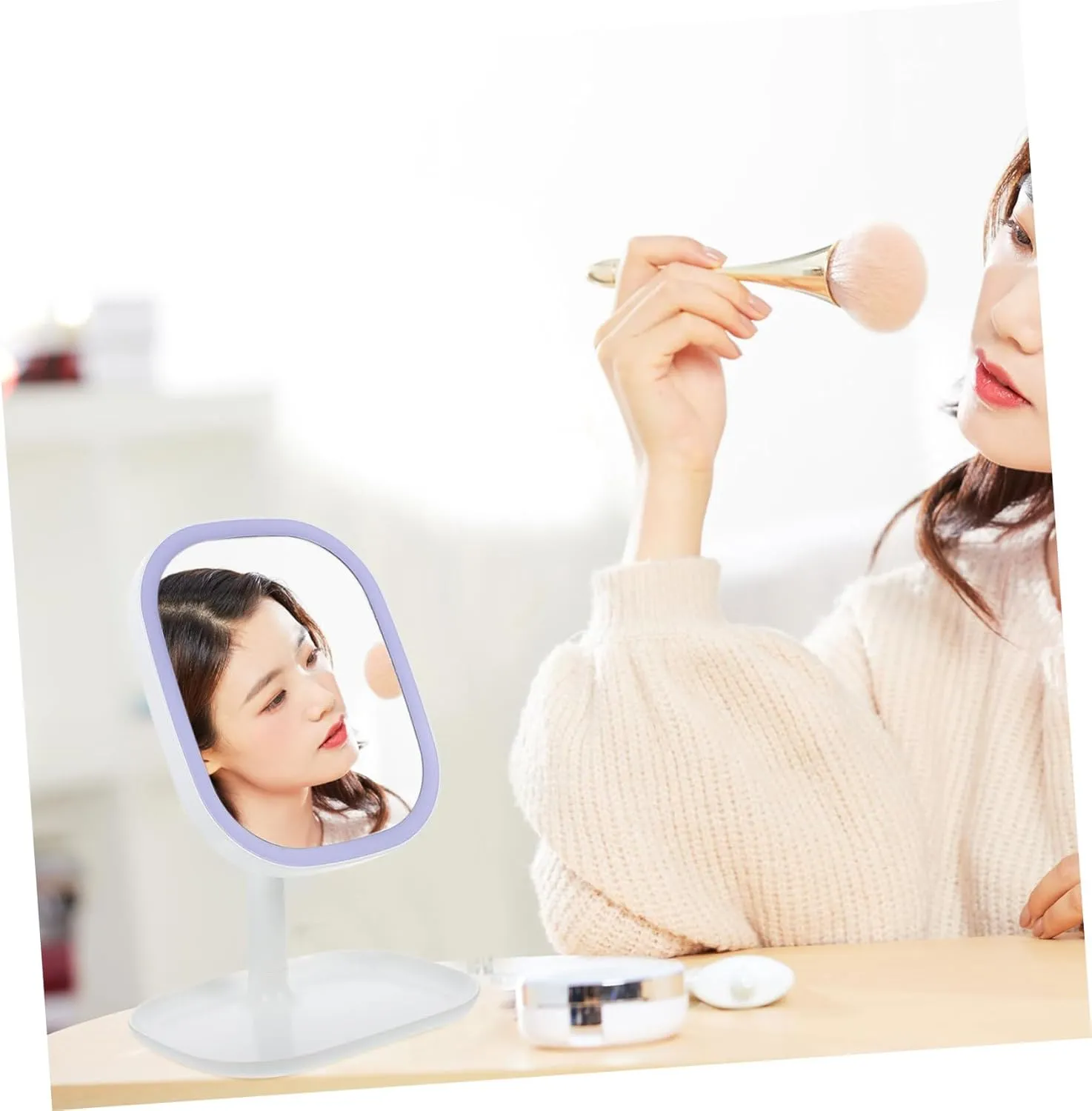 Led Makeup Mirror Touch Control Tabletop Beauty Mirror Desktop Mirror Simple Led Mirror Dressing Mirror 3 Options for Home
