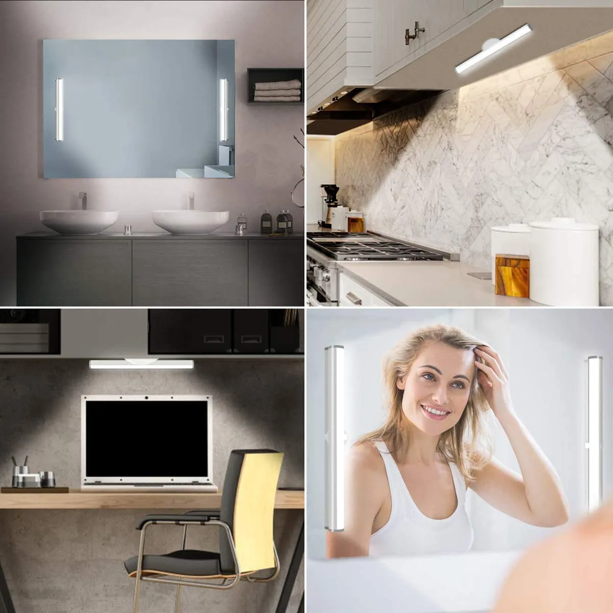 LED Mirror Lights Portable Rechargeable Vanity Light 3 Brightness Touch Control Makeup Light for Bathroom Dressing Room 2 Packs