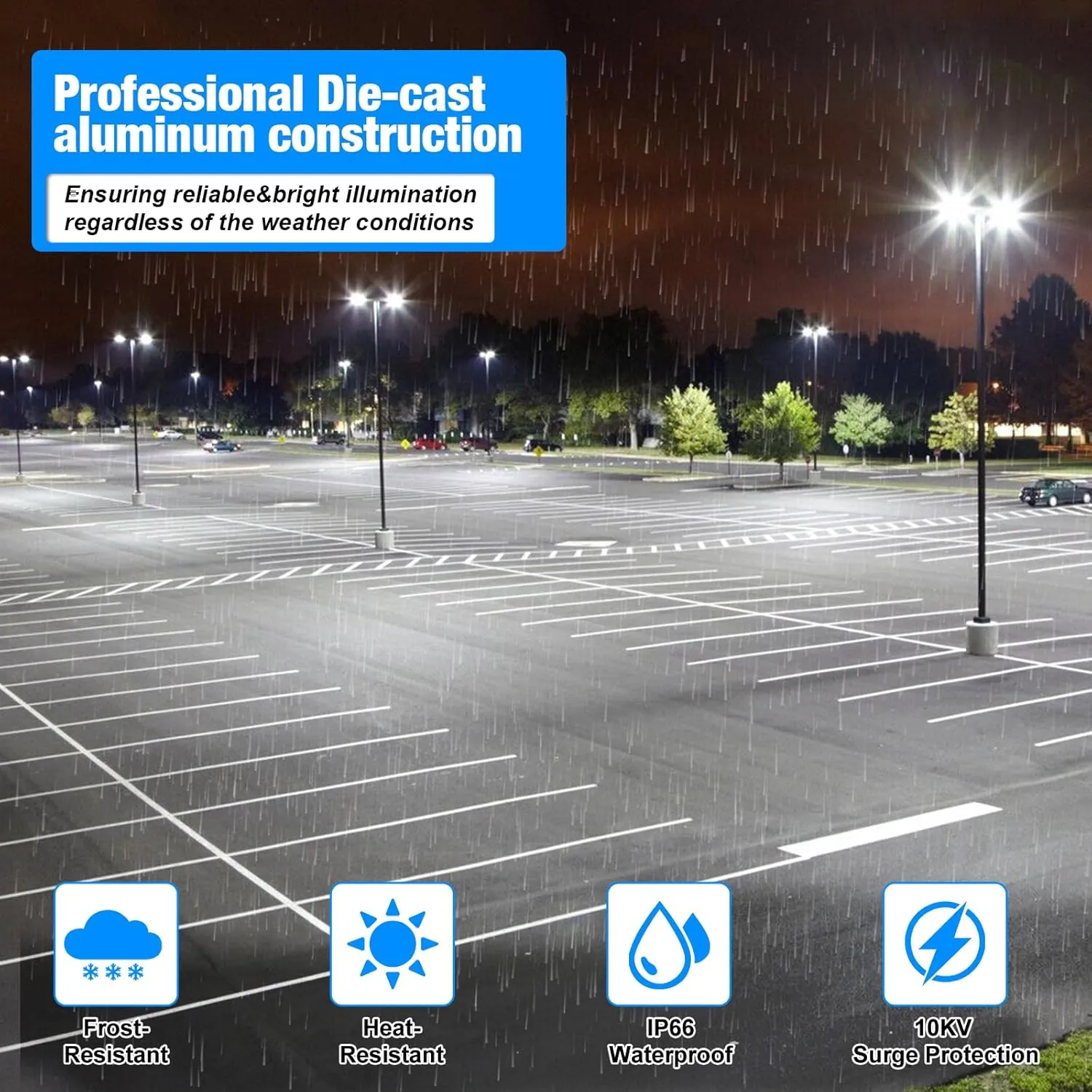 LED Parking Lot Light, 150W, 21000LM 5000K Daylight, LED Shoebox Light with Dusk to Dawn Photocell,Adjustable Slipfitter Mount, IP66 Waterproof Parking Lot Light for Parking Lot Street Roadway