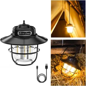 LED Rechargeable Outdoor Camping Light, Mini Portable Tent Emergency Light， New Horse Lamp 4-Speed Mode White and Warm Light, Amber and Warm White Light.