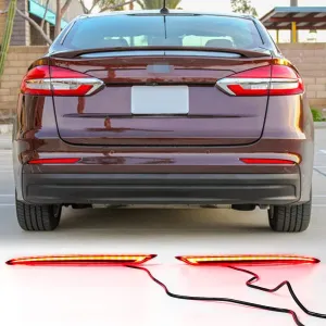 LED Reflector Tail Light for Ford Fusion Mondeo 2019 2020 2021 Rear Bumper Brake Lamp with Dynamic Sequential Turn Signal Red Lens