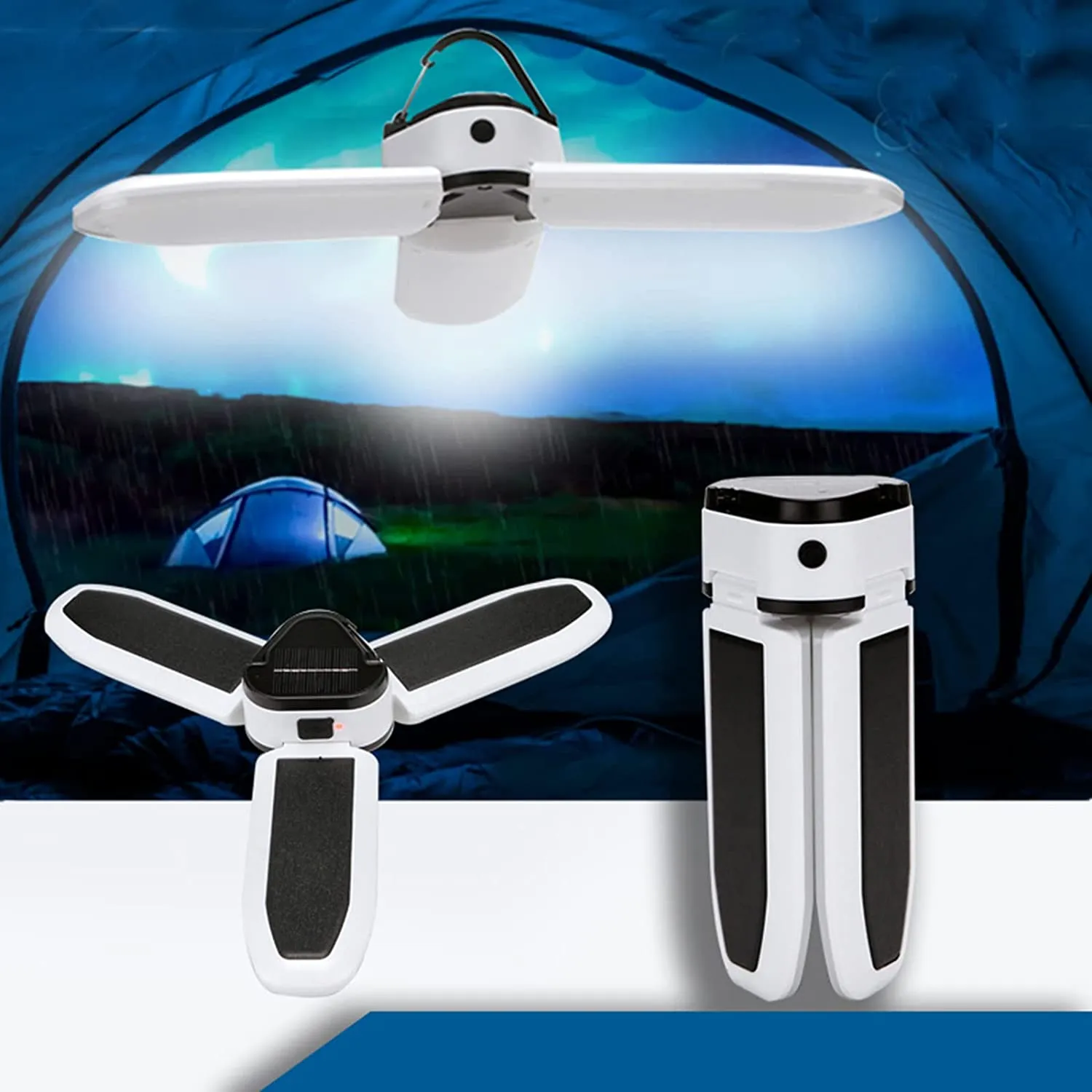 LED Solar Powered Folding Lamp With USB Port To Charge Phones