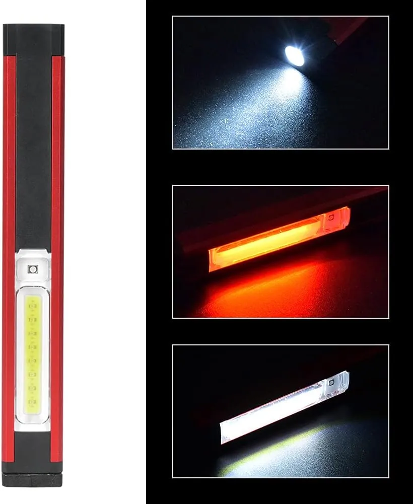 LED Work Light,USB Charging Working Light Car Maintenance Outdoor Lighting Camping Magnetic Emergency LED Tent Lamp for Hiking Fishing Camping (WL03 Long Style (with Pen Clip) 500 mAh)