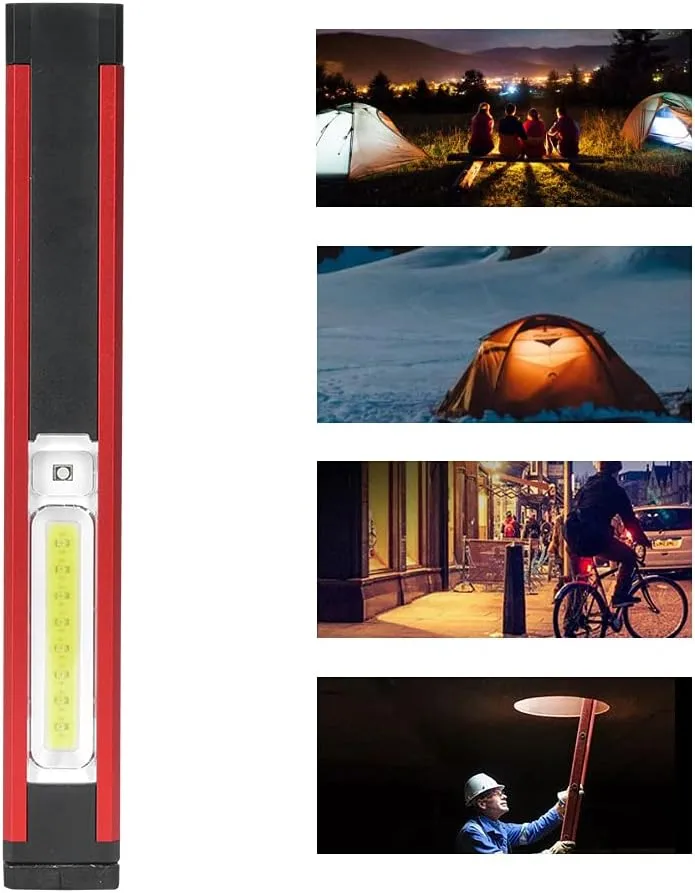LED Work Light,USB Charging Working Light Car Maintenance Outdoor Lighting Camping Magnetic Emergency LED Tent Lamp for Hiking Fishing Camping (WL03 Long Style (with Pen Clip) 500 mAh)