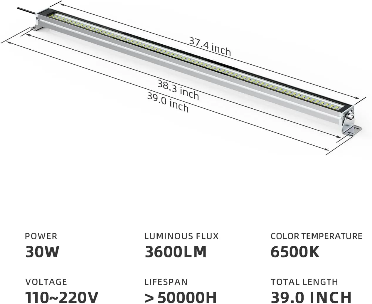 LED Workshop Light - CNC Machine Work Tube Industrial Lighting, LED Work Lamp for Machine Tools and Lathe 110V to 220V Universal (30 Watts)