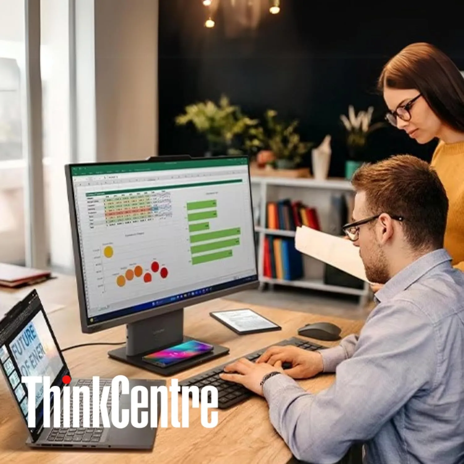 Lenovo ThinkCentre 27" FHD Touchscreen All-in-One Desktop Computer • 16GB DDR5 RAM • Intel 13th 8-Core I5 Processors • 256GB SSD • Wi-Fi 6 • Windows 11 Pro