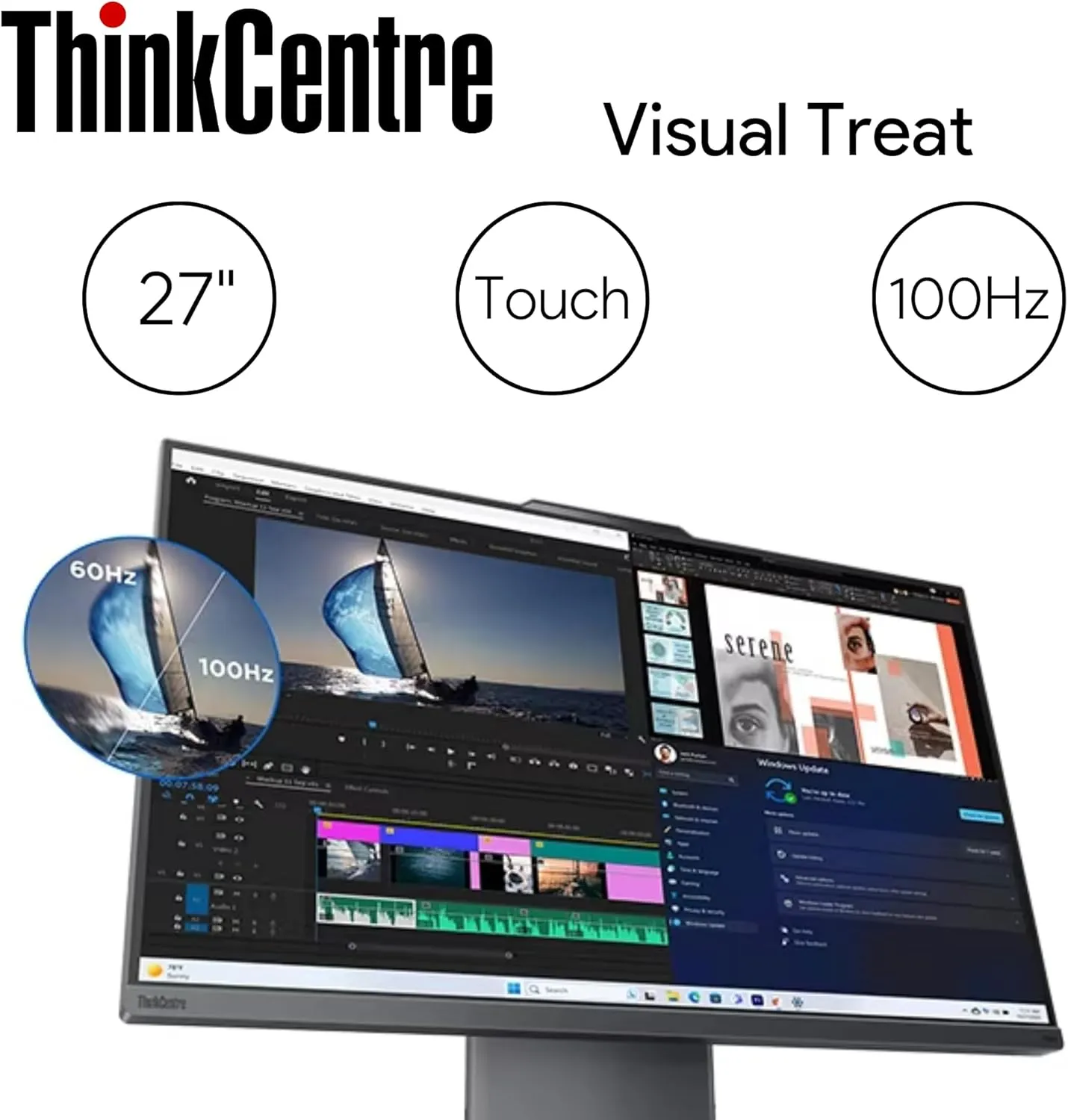 Lenovo ThinkCentre 27" FHD Touchscreen All-in-One Desktop Computer • 16GB DDR5 RAM • Intel 13th 8-Core I5 Processors • 256GB SSD • Wi-Fi 6 • Windows 11 Pro