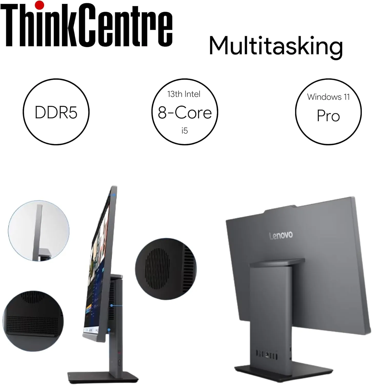 Lenovo ThinkCentre 27" FHD Touchscreen All-in-One Desktop Computer • 16GB DDR5 RAM • Intel 13th 8-Core I5 Processors • 256GB SSD • Wi-Fi 6 • Windows 11 Pro