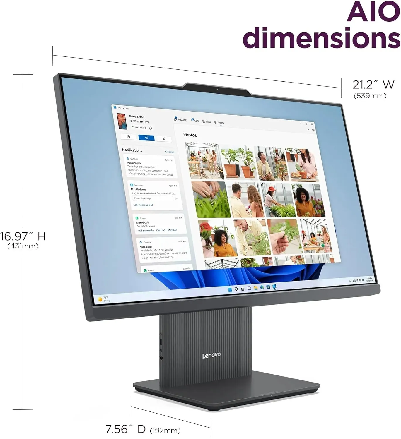 Lenovo ThinkCentre All-in-One Desktop Computer, 24" FHD IPS Display, 8-core Intel Core i5-13420H Processor, 32GB DDR5, 512GB SSD, USB-C, Wi-Fi 6, HDMI in&Out, Wired KB&Mouse, Windows 11 Pro