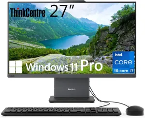 Lenovo ThinkCentre All-in-One Desktop Computer, 27" FHD IPS Display, 10-core Intel Core i7-13620H, 64GB DDR5, 4TB SSD, Wi-Fi 6, USB-C, HDMI in&Out, Wired KB&Mouse, Windows 11 Pro