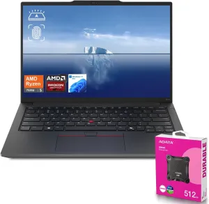 Lenovo ThinkPad E14 Gen 6 Business Laptop, 14" WUXGA, AMD Ryzen 5 7535U up to 4.55GHz, 32GB DDR5 RAM, 1TB SSD, Fingerprint, Backlit, HDMI, Wi-Fi 6, Win 11 Pro, Bundle with ADATA 512GB External SSD