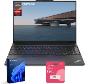 Lenovo ThinkPad E16 Gen 2 Business Laptop, 16" WUXGA, AMD Ryzen 7 7735U up to 4.75GHz, 32GB DDR5 RAM, 1TB SSD, Fingerprint, Backlit, HDMI, Wi-Fi 6, Win 11 Pro, Bundle with ADATA 64GB USB Flash Drive