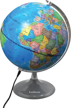 Lexibook Luminous Globe Planetarium, STEM, 2-in-1 Globe During The Day, Constellation map at Night, Blue/Black, NLJ185EN