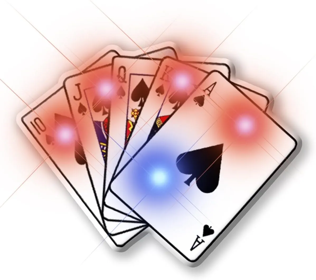 Light Up Royal Flush Poker Flashing Blinking LED Body Light Lapel Pins (5-Pack)
