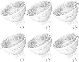 Linkind Dimmable MR16 LED Bulbs, 50W Equivalent GU5.3 Bi-Pin Base MR16 Bulbs, 12V Low Voltage 5W 2700K Soft White 500lm 40° Beam Angle for Spotlights, Recessed, Tracking, Landscape Lighting, 6 Packs