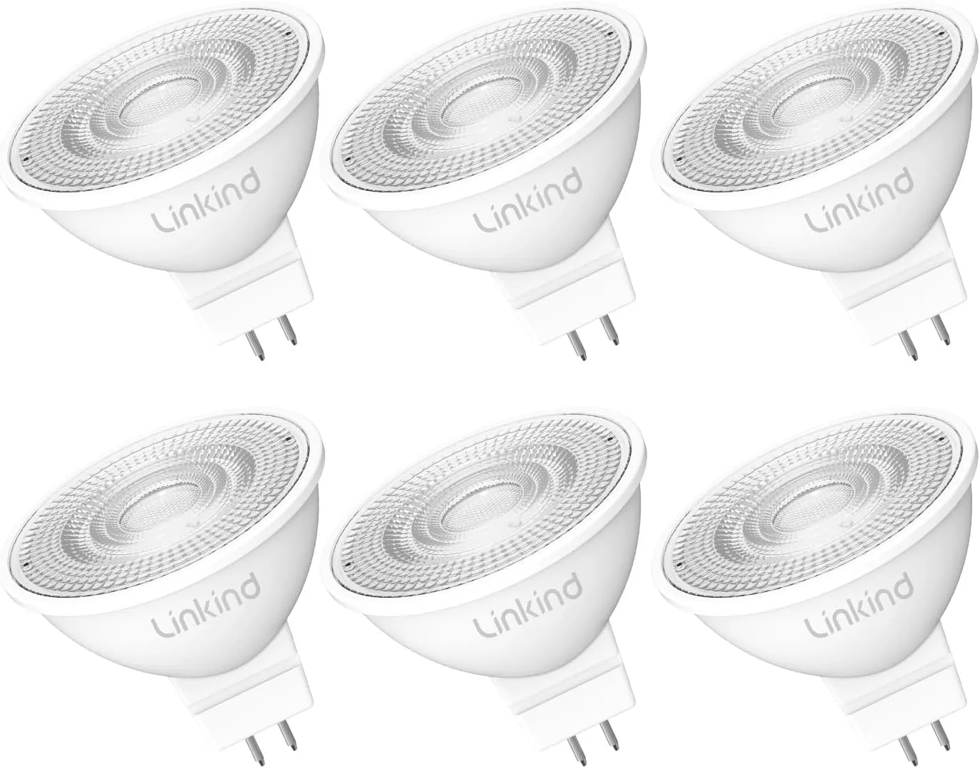 Linkind Dimmable MR16 LED Bulbs, 50W Equivalent GU5.3 Bi-Pin Base MR16 Bulbs, 12V Low Voltage 5W 2700K Soft White 500lm 40° Beam Angle for Spotlights, Recessed, Tracking, Landscape Lighting, 6 Packs