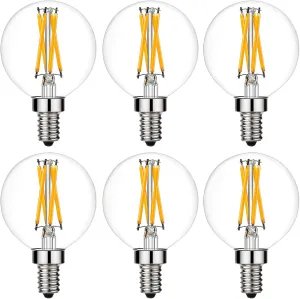 LiteHistory e12 led dimmable g16.5 Light Bulb 6W Equal 60 Watt 600lm AC120V e12 Candelabra Bulb 60 Watt for Chandeliers,Ceiling Fan,Vanity Warm White 2700K Globe e12 Light Bulb 6Pack