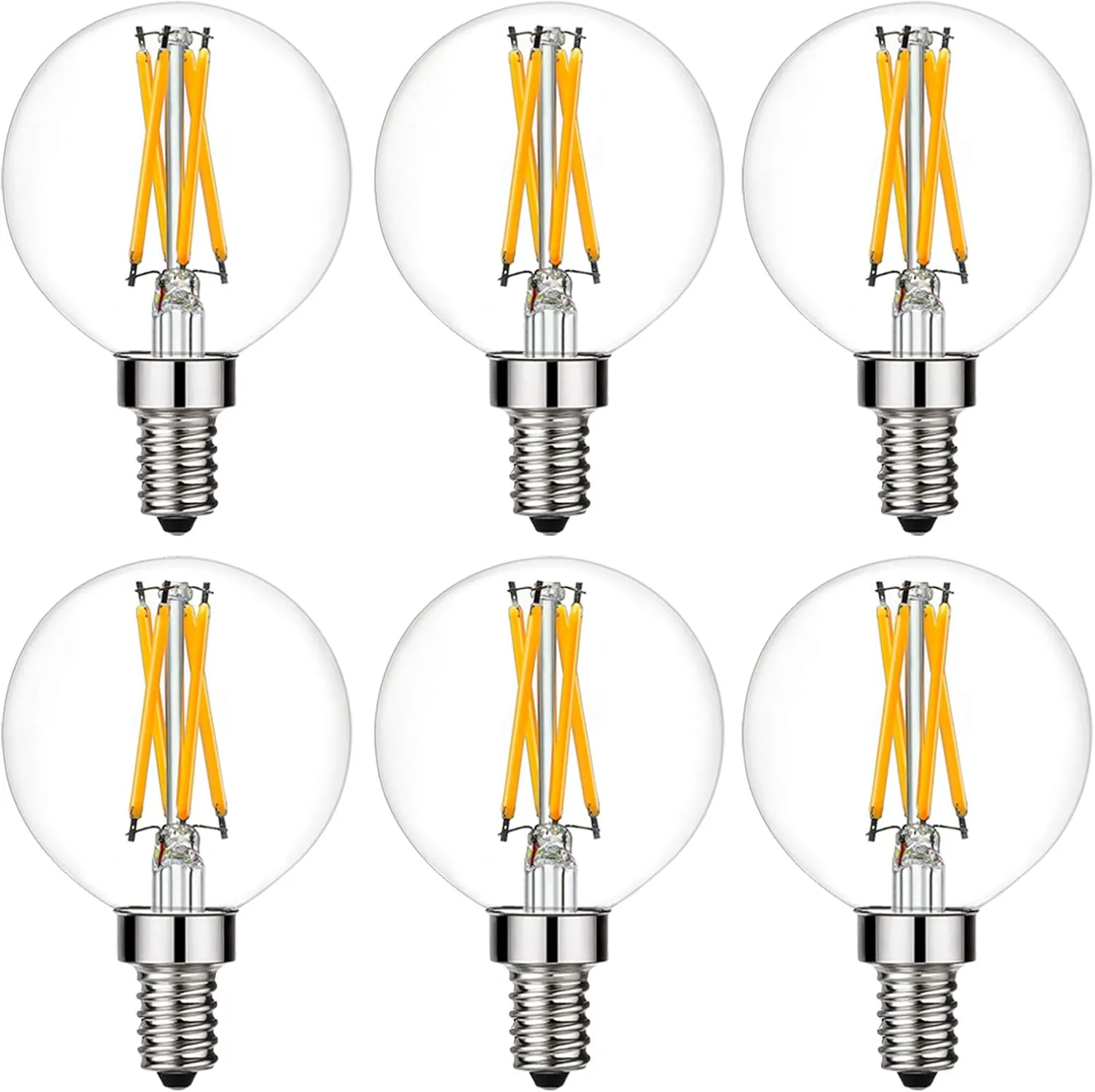 LiteHistory e12 led dimmable g16.5 Light Bulb 6W Equal 60 Watt 600lm AC120V e12 Candelabra Bulb 60 Watt for Chandeliers,Ceiling Fan,Vanity Warm White 2700K Globe e12 Light Bulb 6Pack